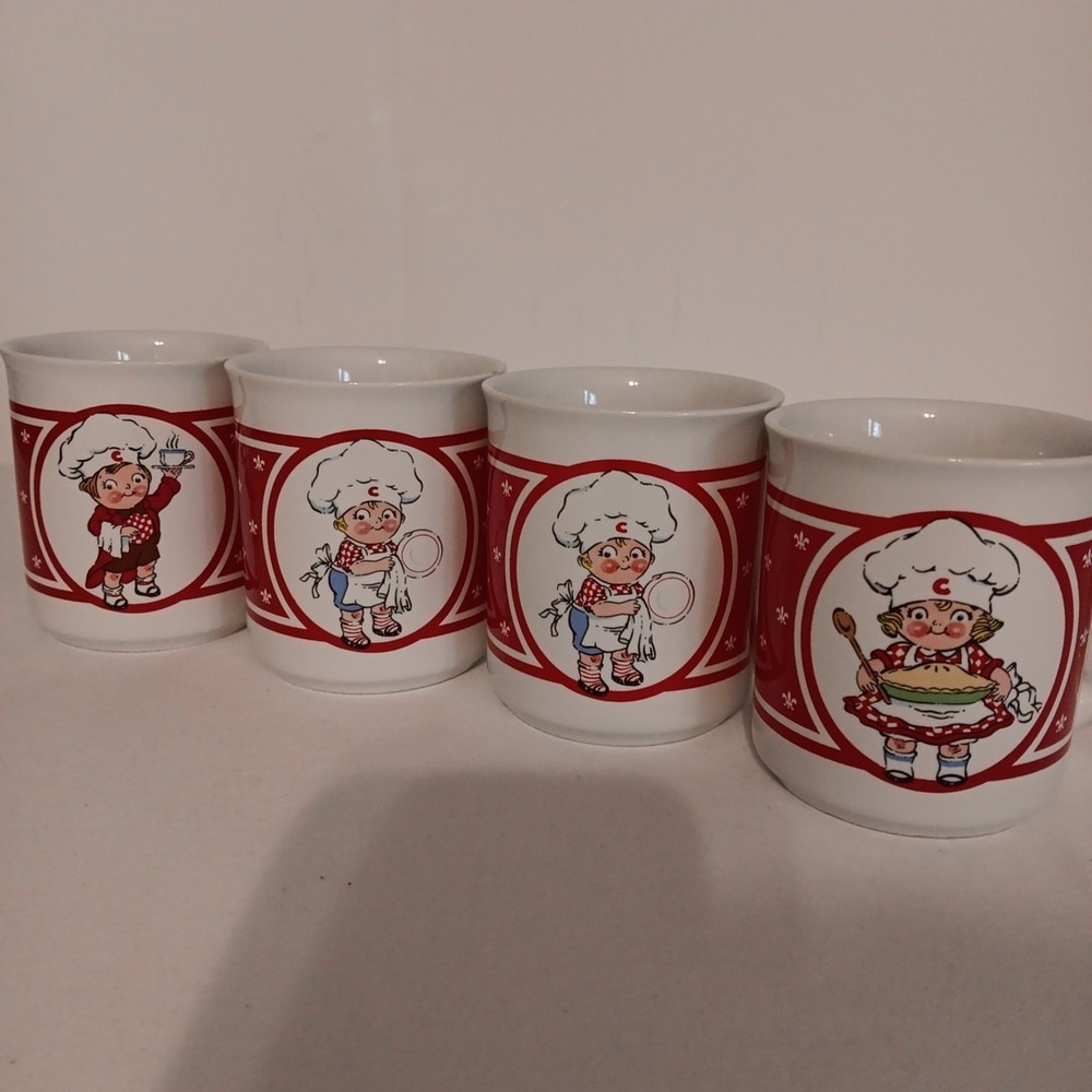 VTG Campbell's Soup Kids Mugs / Cup Set Of (4) 3-Have Small Chip On Rim See Pics